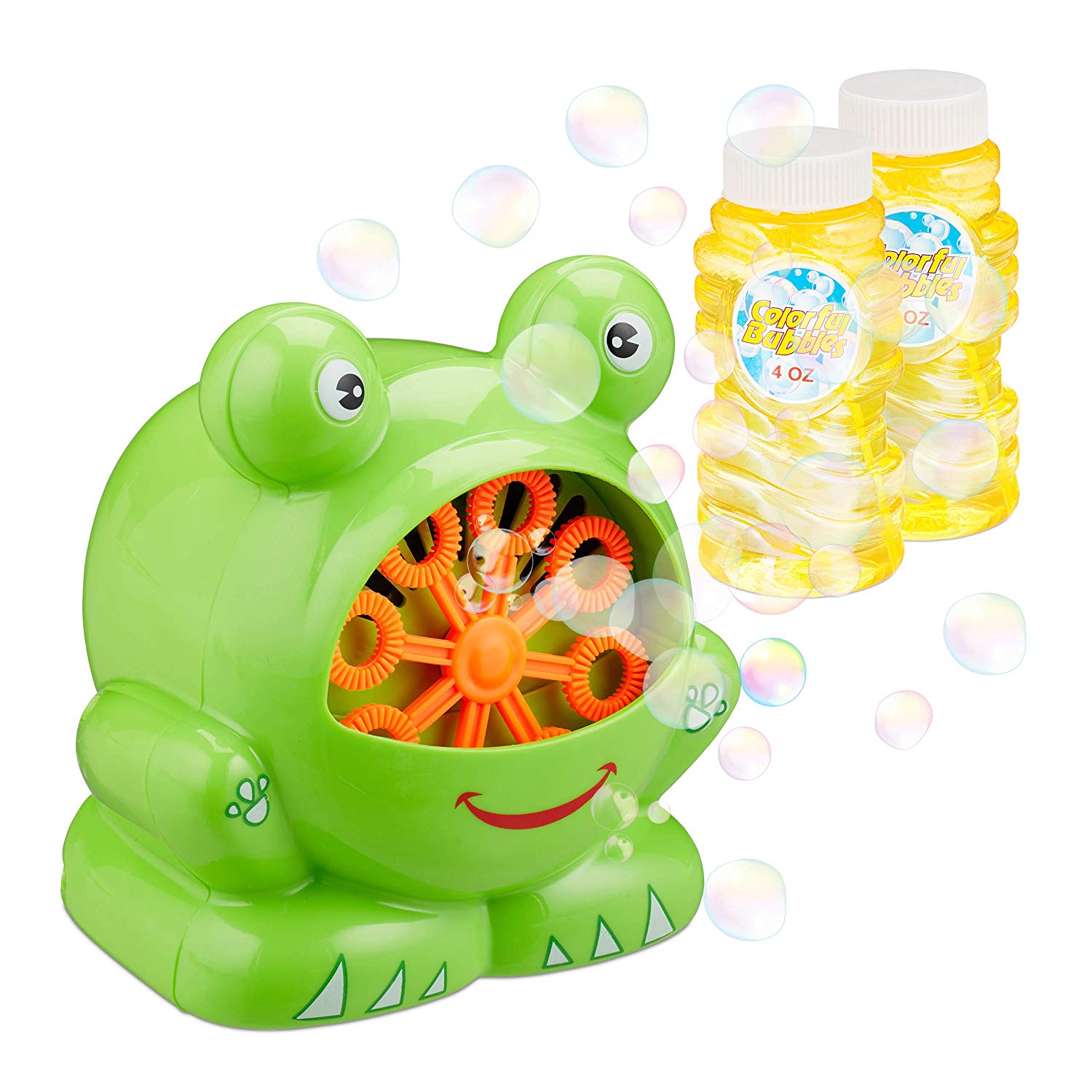 Relaxdays Soap Bubble Maker Frog, Bubble Machine for Birthdays and ...