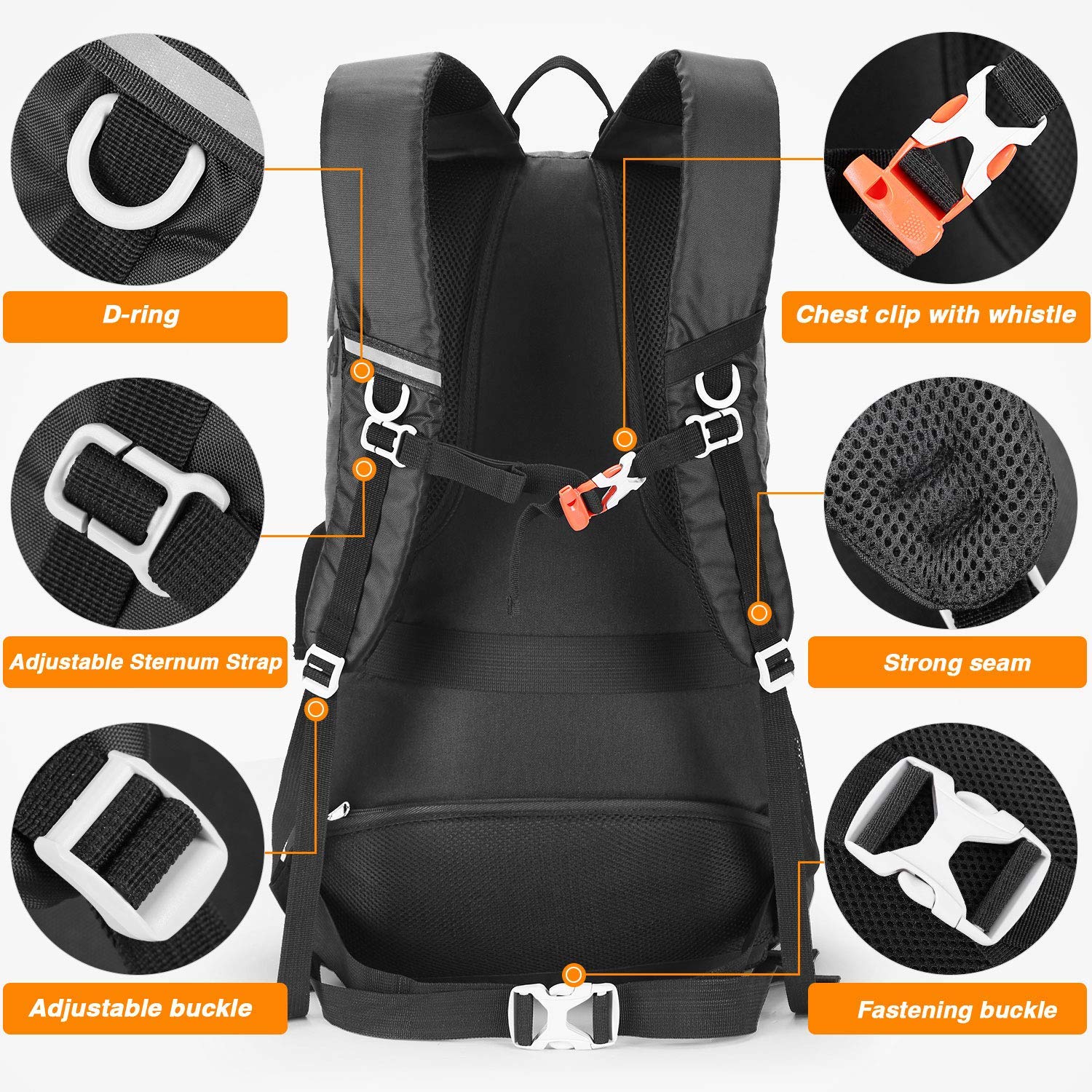 HOMIEE 45L Hiking Backpack Waterproof Rucksack for Men Women-Durable Travel Daypack Lightweight Camping Bag for Outdoor Sports Walking,Trekking,Camping,Skiing - Image 3