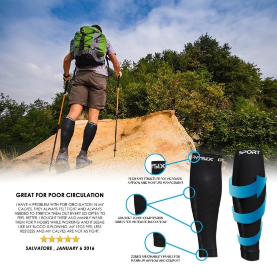 Physix Gear Sport Compression Calf Sleeves for Men & Women (20-30mmhg) - Best Footless Compression Socks for Shin Splints, Running, Leg Pain, Nurses & Maternity Pregnancy - Increase Blood Circulation - Image 4