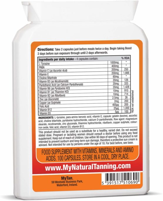 MyTan Boost Tanning Tablets | 100 Sun Tan Pills | All Natural Tanning Pills | Tanning Accelerator | Tan Booster - Image 2