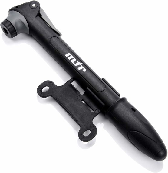 meteor Portable High Pressure Mini Bike Hand Pump for Road Bicycle Mountain Bike MTB Frame Presta Schrader and Dunlop Suitable Connector Stored Fully Inside Light Powerful