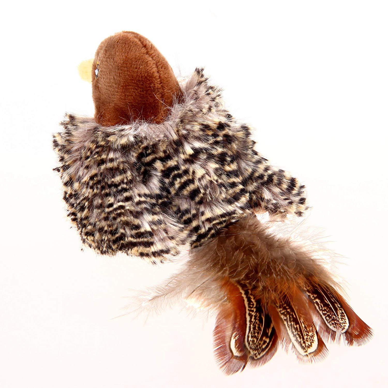 Vealind Melody Chaser Pet Bird Interactive Cat Toy Plush Toys for Dogs and Cats (Bird), Brown - Image 3