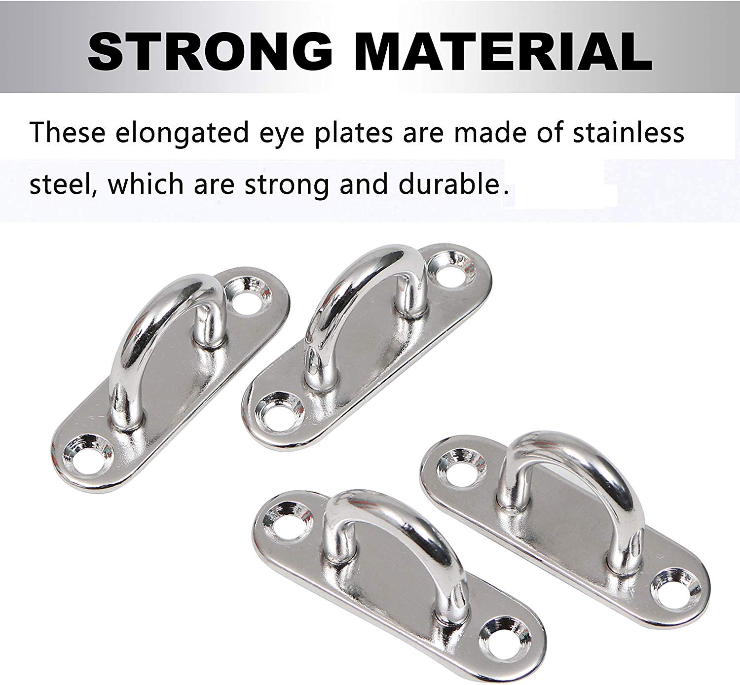 BELLE VOUS M5 Stainless Steel Pad Eye Plate Hooks (8 Pack) - Image 3
