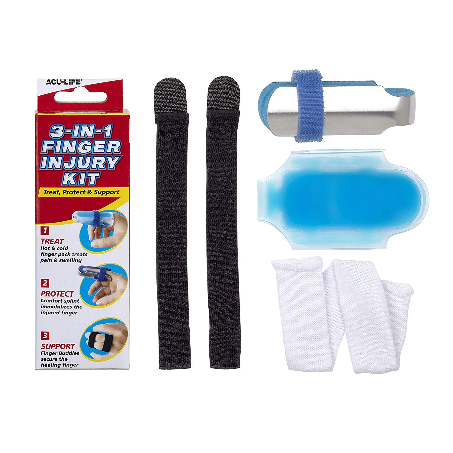 ACULife Finger Splint Kit, 3in1 Finger Immobiliser Kit, Includes
