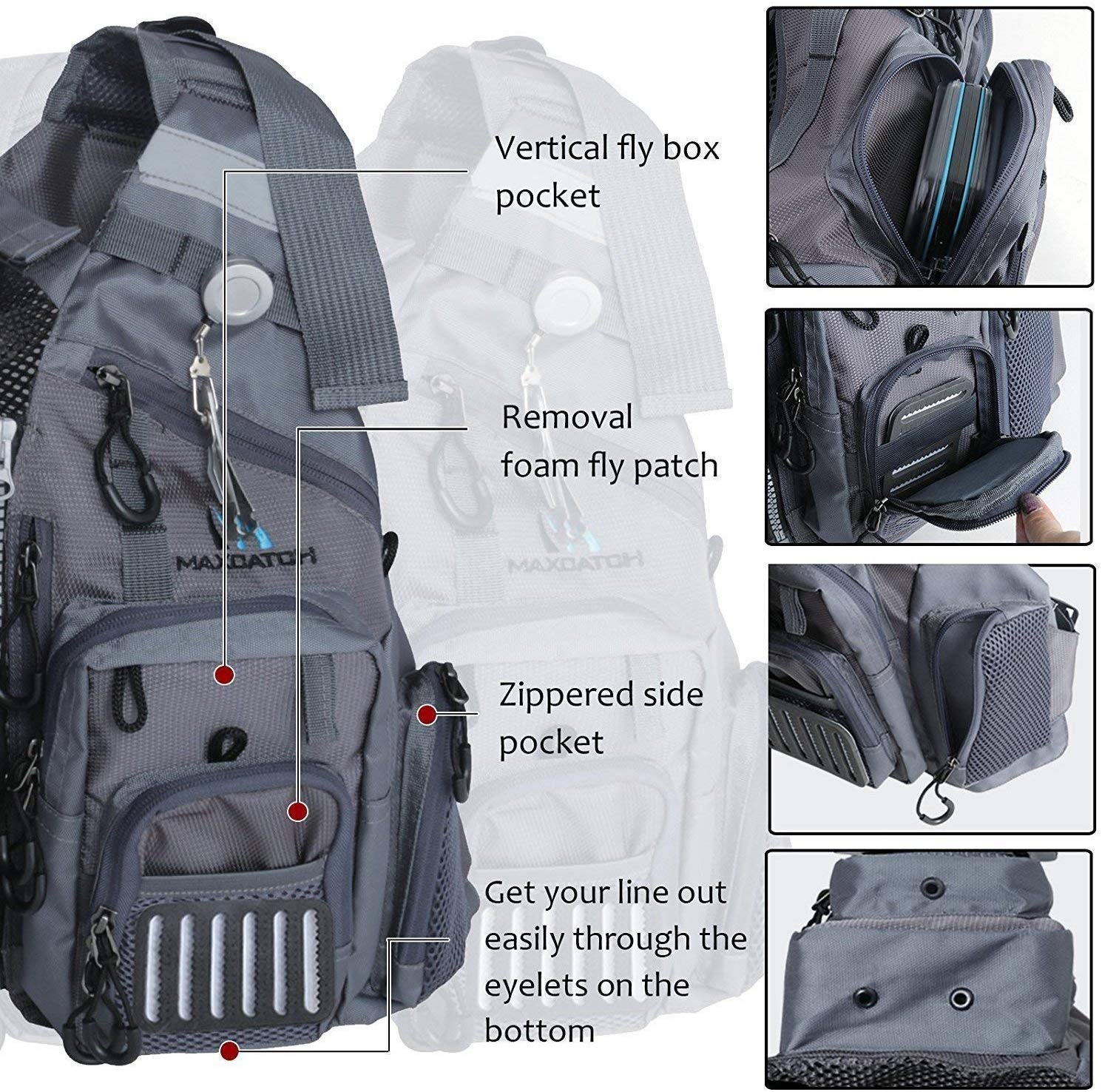 MAXIMUMCATCH Fly Fishing Vest Adjustable Size with Breathable Mesh (G-Mesh Fishing Vest), grey, 1 - Image 2
