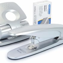 Rapesco 1282 Zero-20 Hole Punch Set, Zero-01L Stapler and 5,000 Staples Set, Silver
