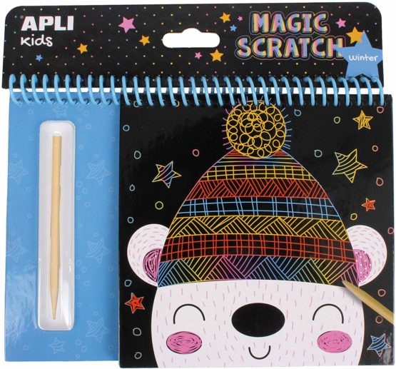 Apli kids 16524 Magic Scratch Art Set-Winter, Black
