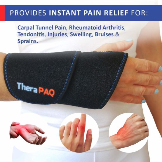 Wrist Ice Pack Wrap by TheraPAQ Hand Support Brace with Reusable Gel