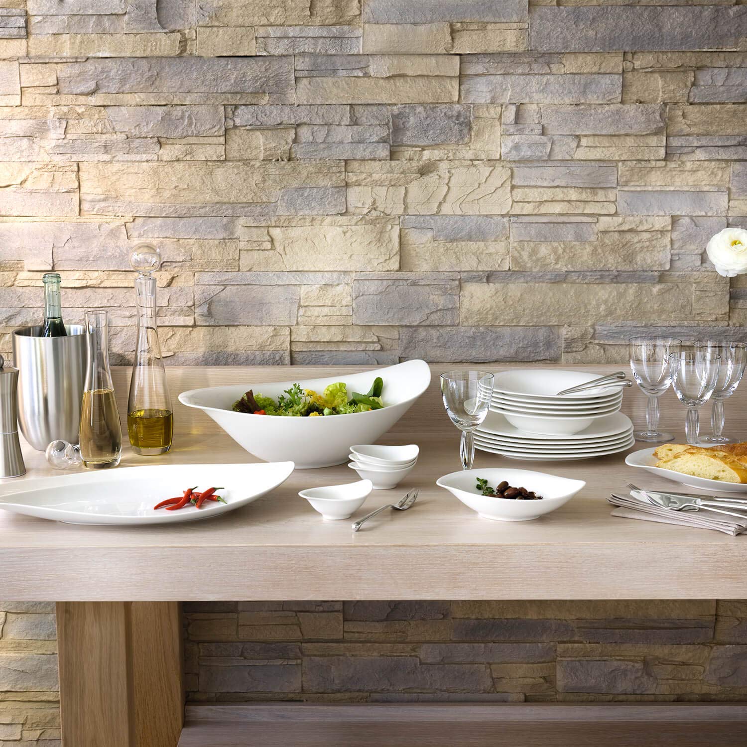 Villeroy & Boch New Cottage Special Serve Salad 21 x 18 cm Deep Bowl, White, 23.5 x 18.5 x 7.5 cm - Image 3