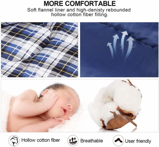 REDCAMP Cotton Flannel Sleeping Bags for Camping, 3-Season Warm and Comfortable Adult Sleeping Bag, Envelope with 2/3/4lbs Filling - Image 3
