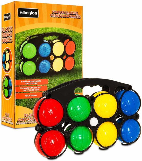 Hillington Colourful Plastic Boules Water Filled French Pétanque Bowls Fun Garden Game Set For All Ages and Skills