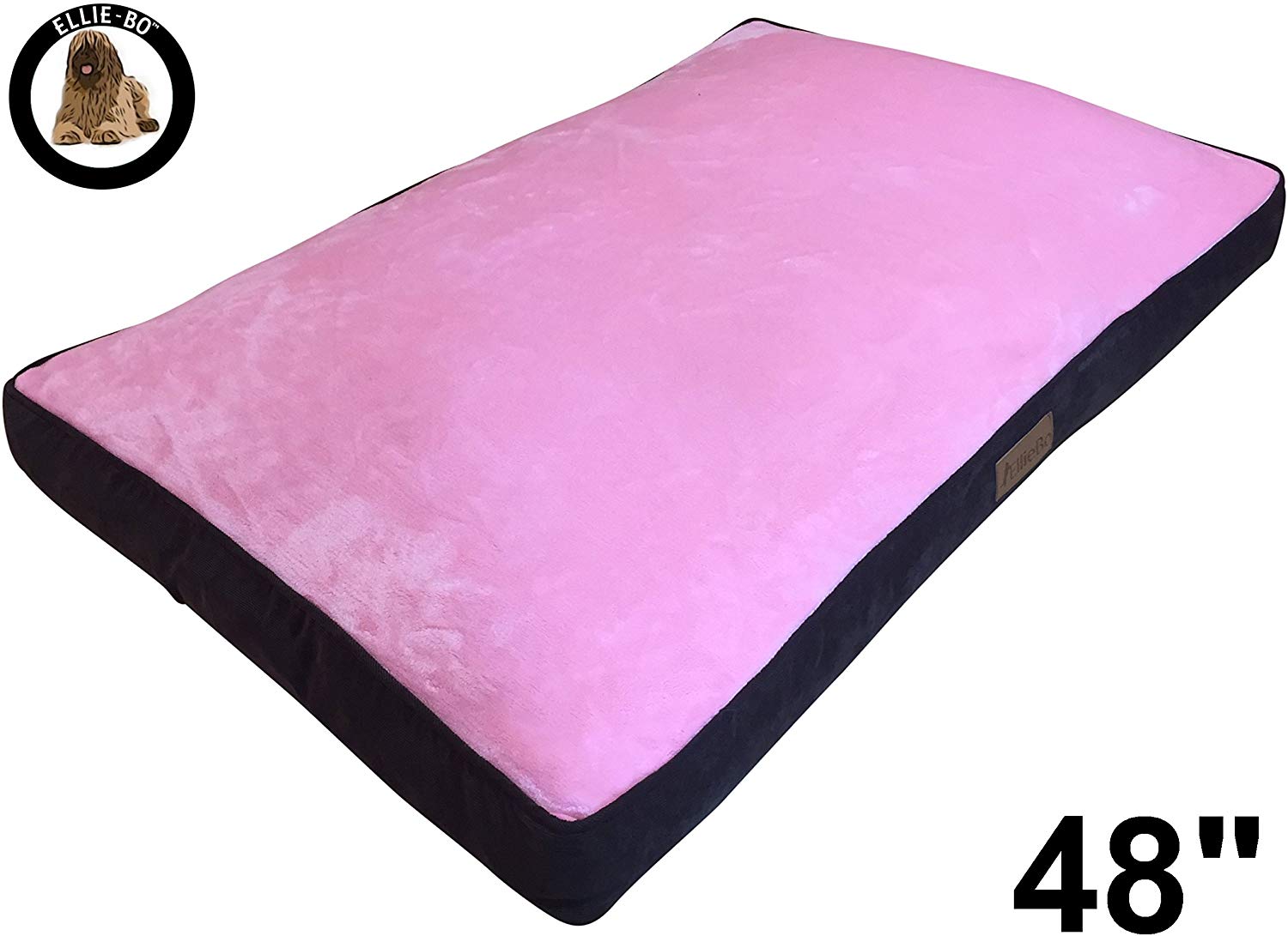 Ellie-Bo XXL Dog Bed for 48-inch Dog Cage/Crate - Brown Corduroy/Pink FauxFur, Brown Corduroy/Pink Faux Fur Top