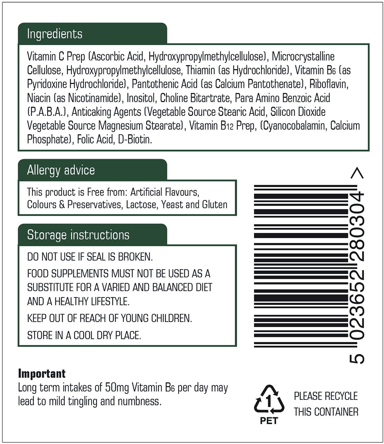 Natures Aid Vitamin B Complex 50 + C, High Strength B Vitamins with Vitamin C, Supports Energy, Nervous System & Immunity - Image 2