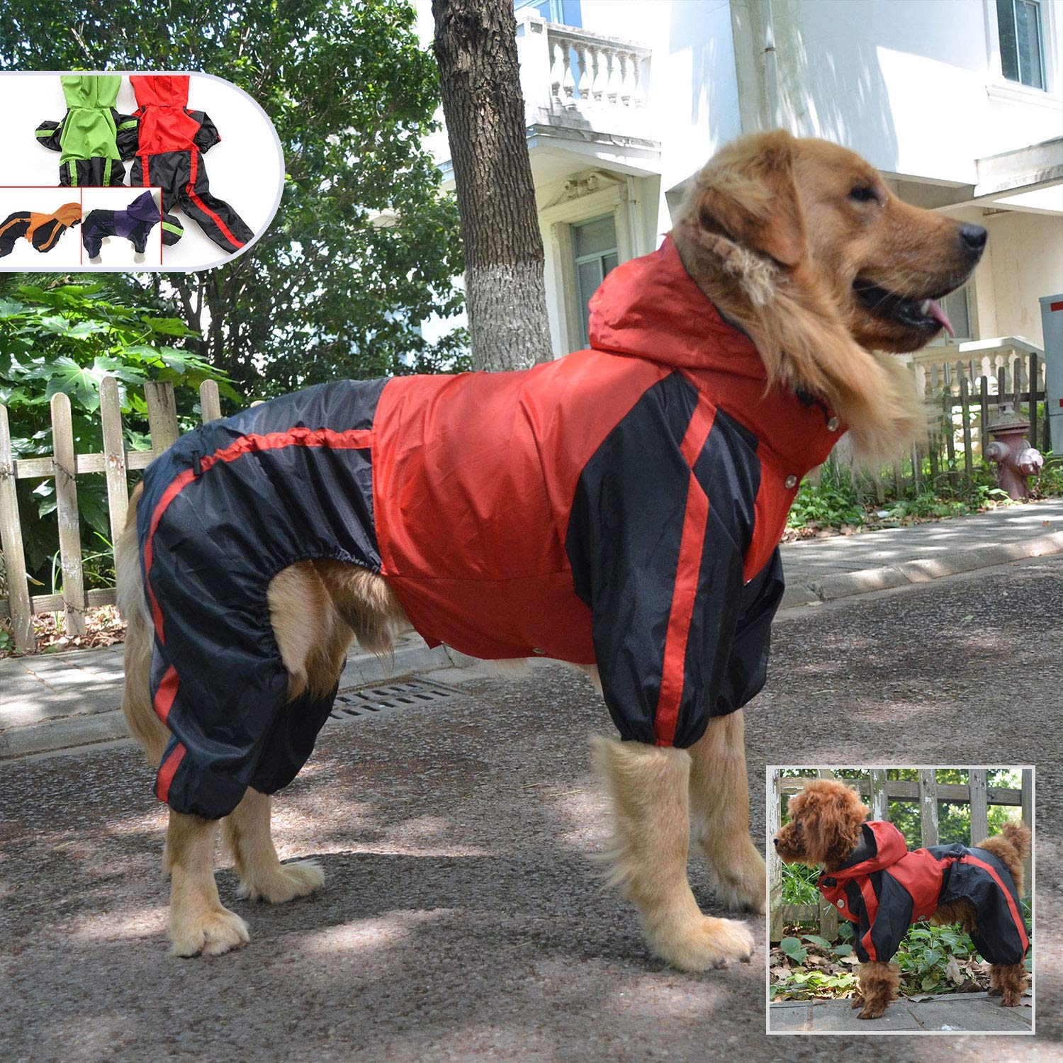 Lovelonglong Dog Hooded Raincoat