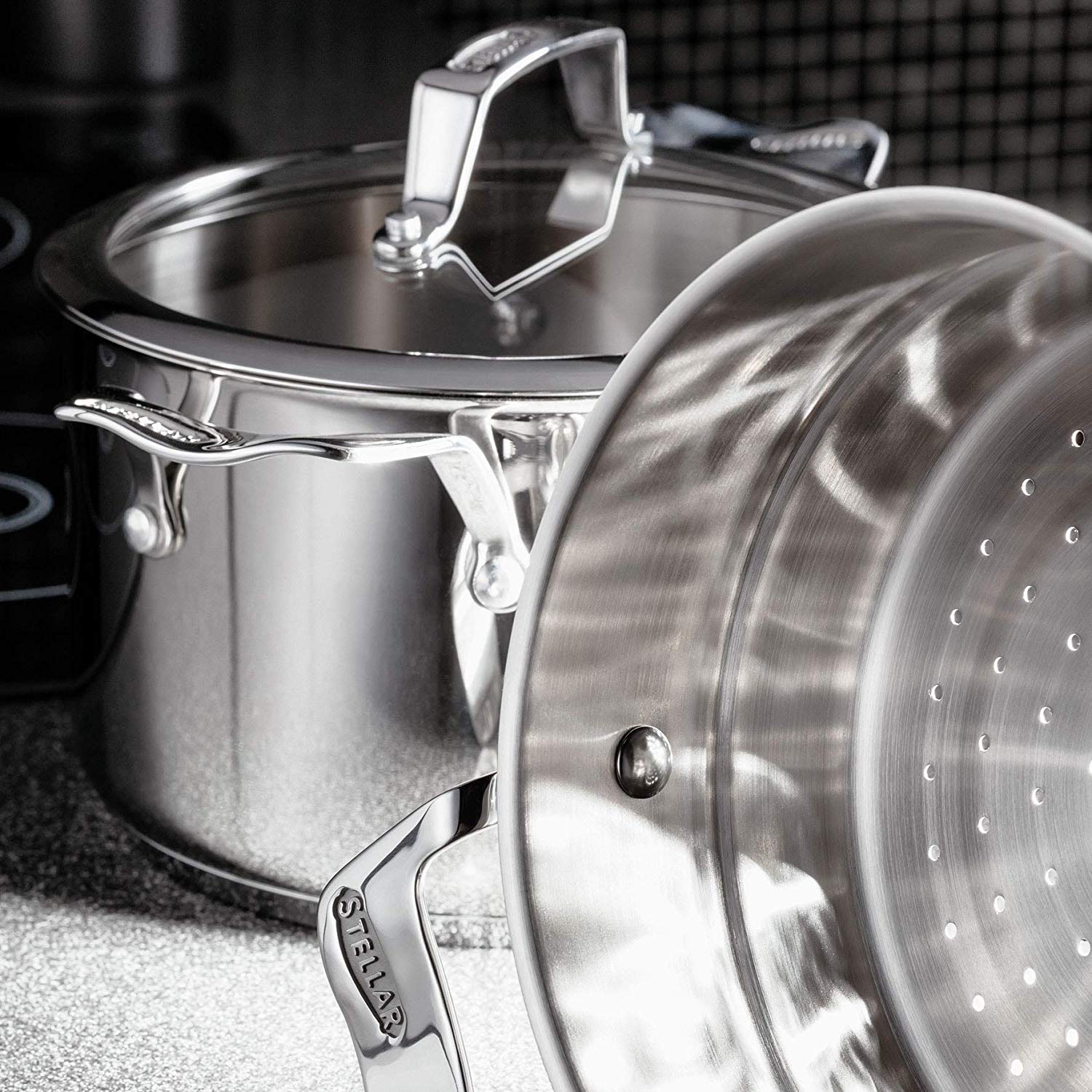 Stellar 24cm 3 Tier Steamer Set, Stainless Steel, Silver - Image 3
