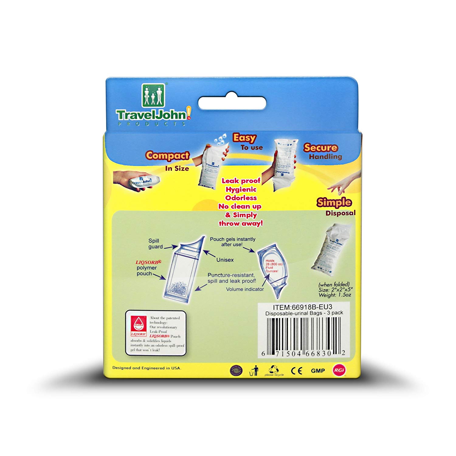 Care Plus TravelJohn Disposable Urinal - 3-Pack, Travel John, 3er-Pack - Image 2
