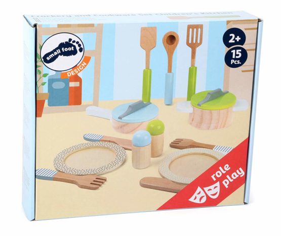 small foot 11098 Dishes and Cookware Set "Play Kitchen" made of wood, perfect addition to every play kitchen, 15 pcs. - Image 3