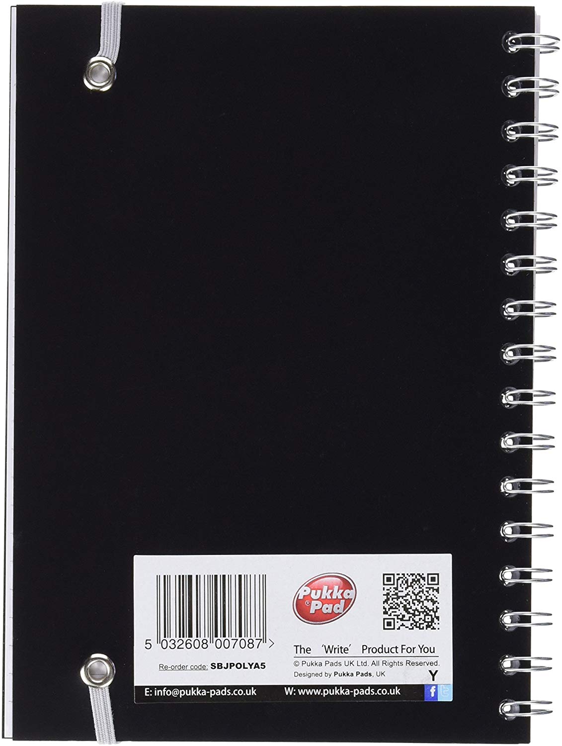 Pukka Pads A5 Ruled Feint Poly Jotta Notebook - Black (160 Pages) Pack of 3 - Image 2