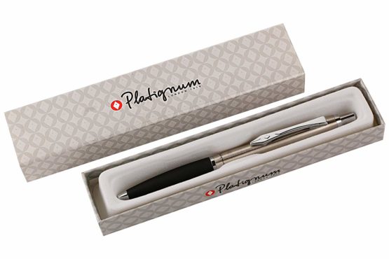 Platignum No. 9 Stainless Steel Ball Point Pen with Blue Ink in Gift Box (Black Ink Refill Included) [Pack of 1] Ref: 50230 - Image 2