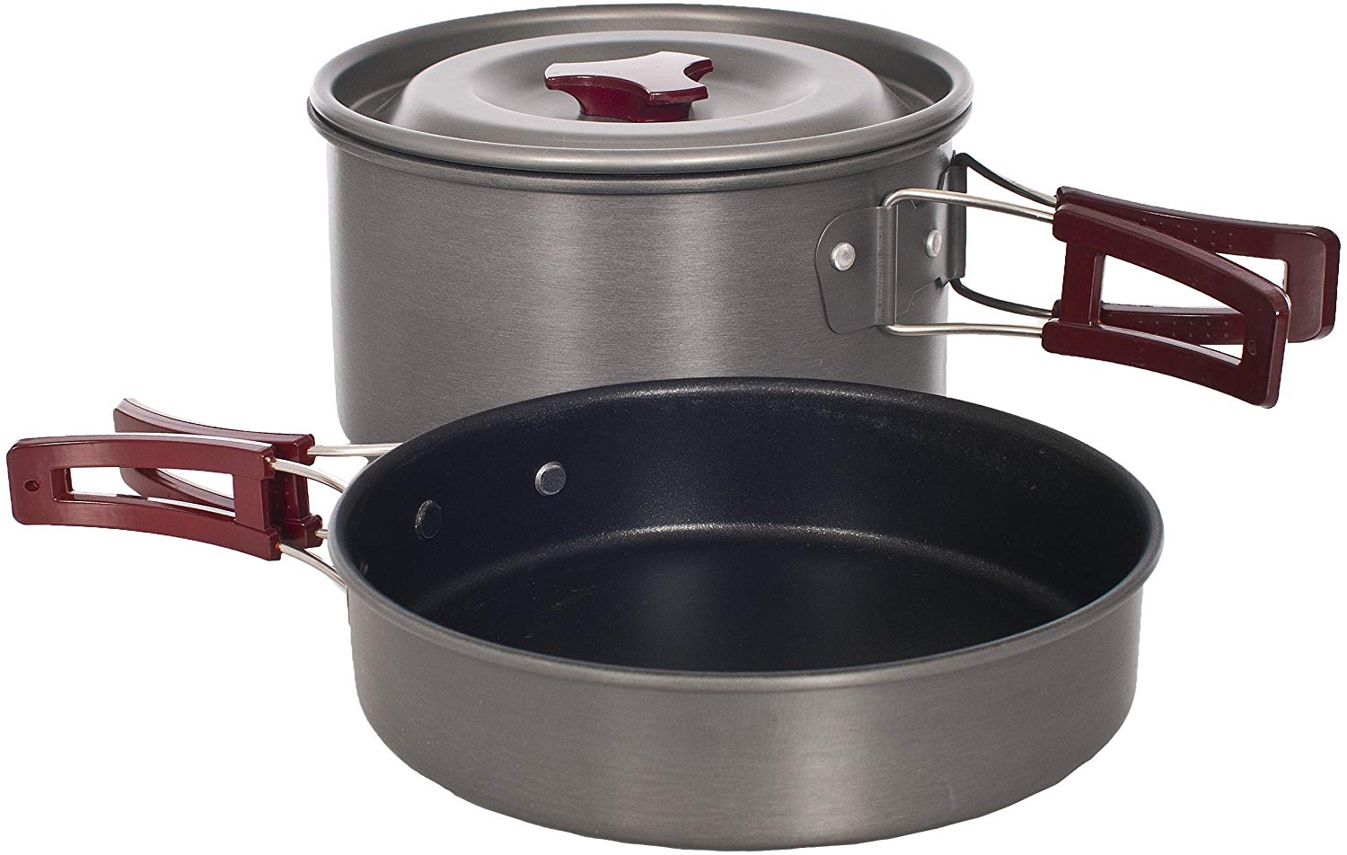 Trespass Non Stick Cooking Set Pot & Frying Pan with Lid Stackable Reheat, Multi-coloured, standard size - Image 4