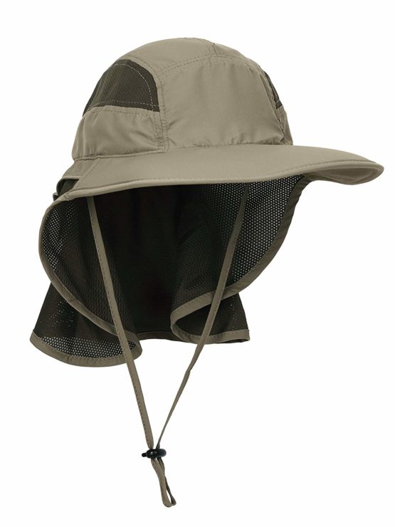 WANYING Unisex Outdoor Activities UV Protecting Sun Caps with Neck Flap 12cm Large Brim