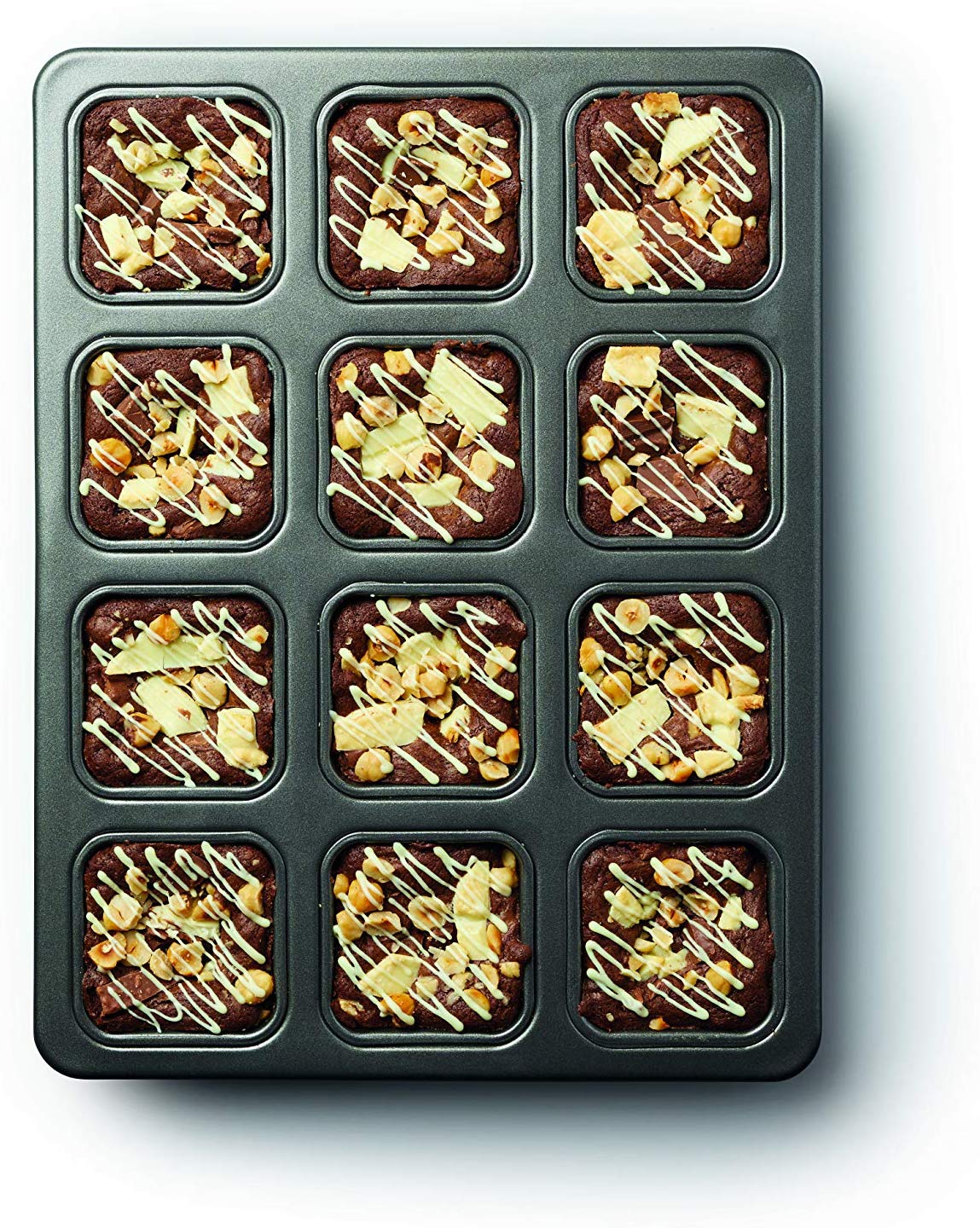 MasterClass KCMCHB69 Brownie Tin with Dividers, PFOA Non Stick Carbon Steel Baking Pan to Make 12 Cakes, 34 x 26 cm, Grey - Image 3