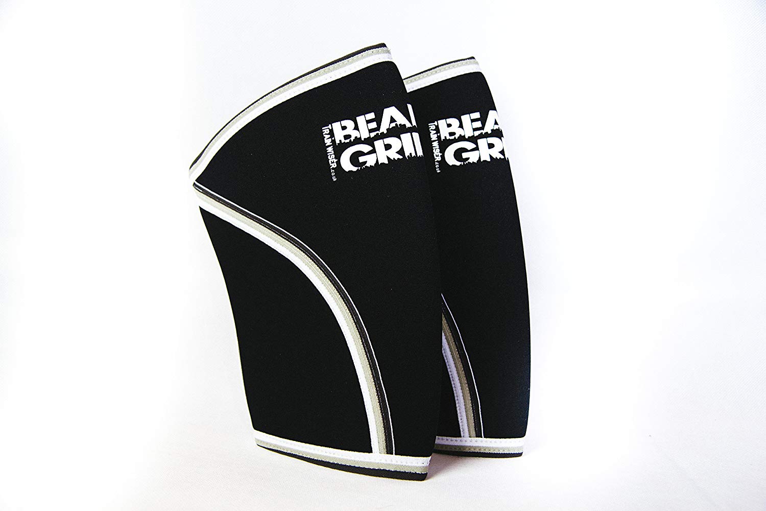 BEAR GRIP Premium 7mm Knee Sleeves (works) - M, Black with White Stripes