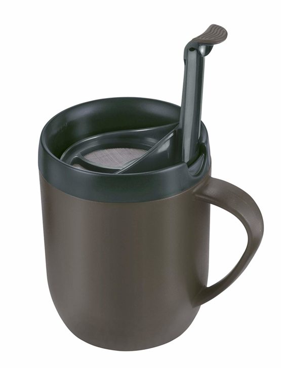Zyliss E990001 Hot Mug Cafetiere | Plastic/Silicone | Grey | Coffee Travel Mug/Insulated Coffee Mug/Filter For Ground Coffee/Mug With Lid/Camping Mug | Dishwasher Safe | 5 Year Guarantee