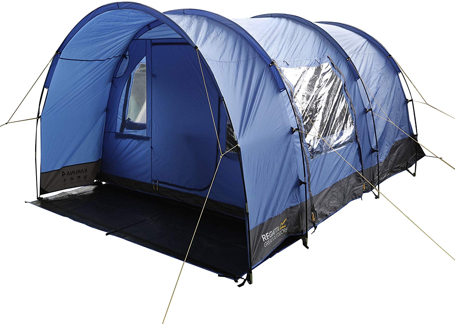 Regatta Karuna Family Camping Tunnel Tent - Nautical Grey/Laser Blue, 4 Person