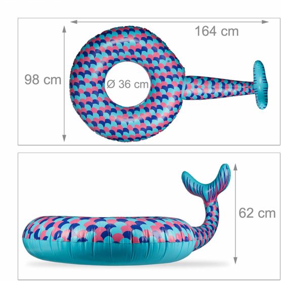 Relaxdays, Blue Swim Ring Mermaid, XL Bathing Fun For Pool & Beach, Inflatable Water Nix With Fin - Image 4