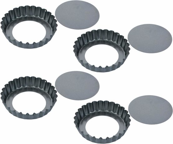 Tescoma Wavy Edge Pan with Removable Bottom Ø 10 cm, 4 Pcs Delicia, Assorted, 10.4 x 3.2 x 13.4 cm
