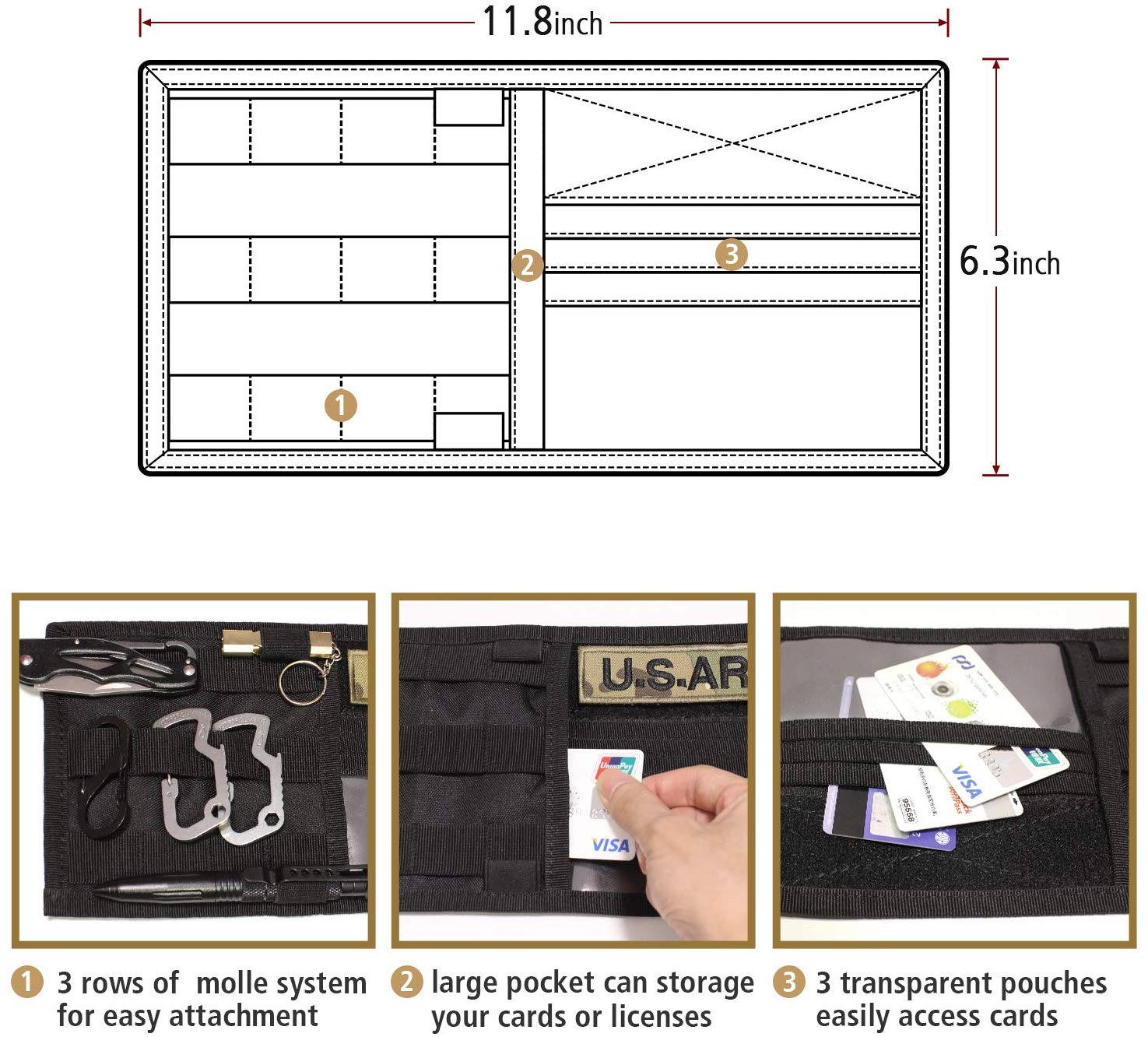 WYNEX Molle Visor Panel Organizer, Tactical Car Sun Visor Cover Molle Webbing Compatible Vehicle Visor Storage Holder Pouch - Image 4