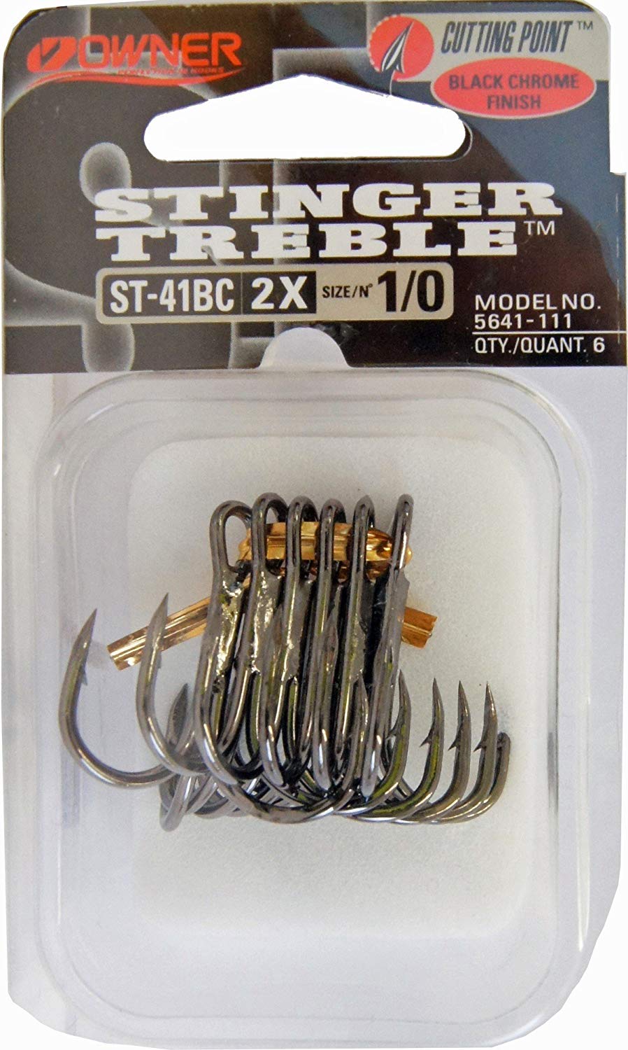 Owner treble hooks St 41, black 4, Black Chrome, Stinger ST-41BC size 4 - Image 4