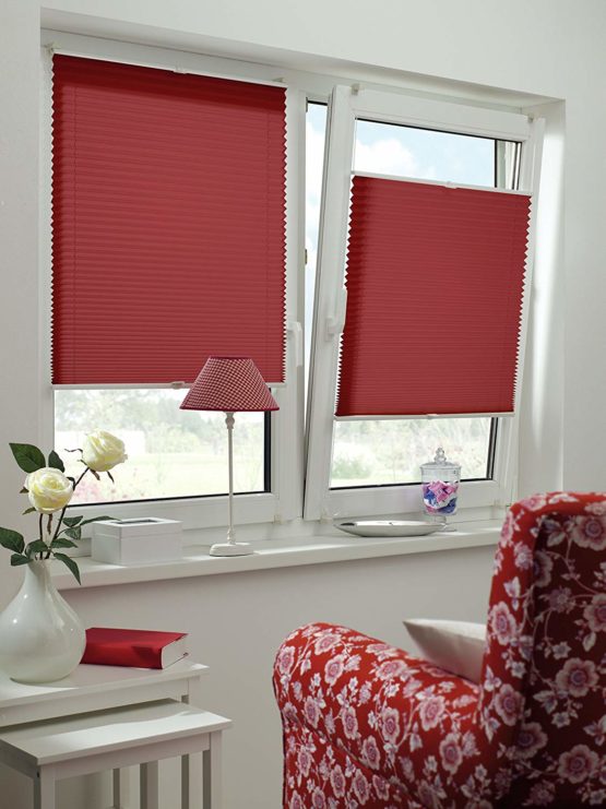 GARDINIA Pleated Blind for Clamping, Opaque Folding Blind, Mounting Kit Included, EASYFIX Pleated Blind with Two Operating Rails, Bordeaux Red, 70 x 130 cm (WxH) - Image 4