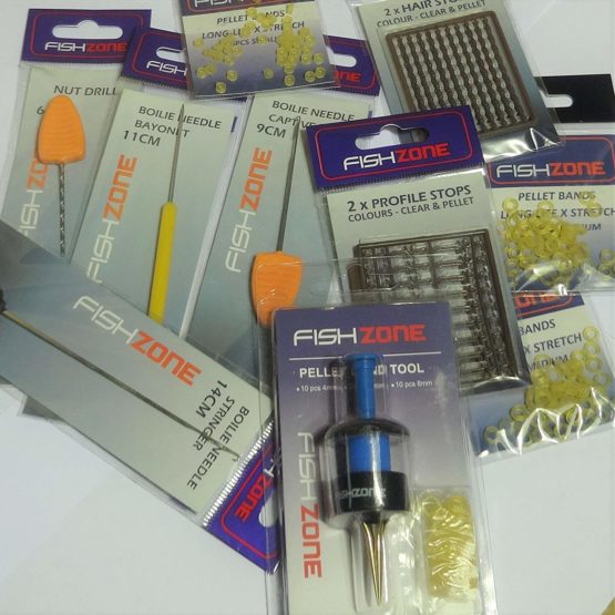 Fishzone - Comprehensive Baiting Up Terminal Tackle Accessory Kit Tools For Coarse Freshwater Fishing Bands Needles Drills Stops - Ideal For Rig Making Pellets Boilies and Particle Baits