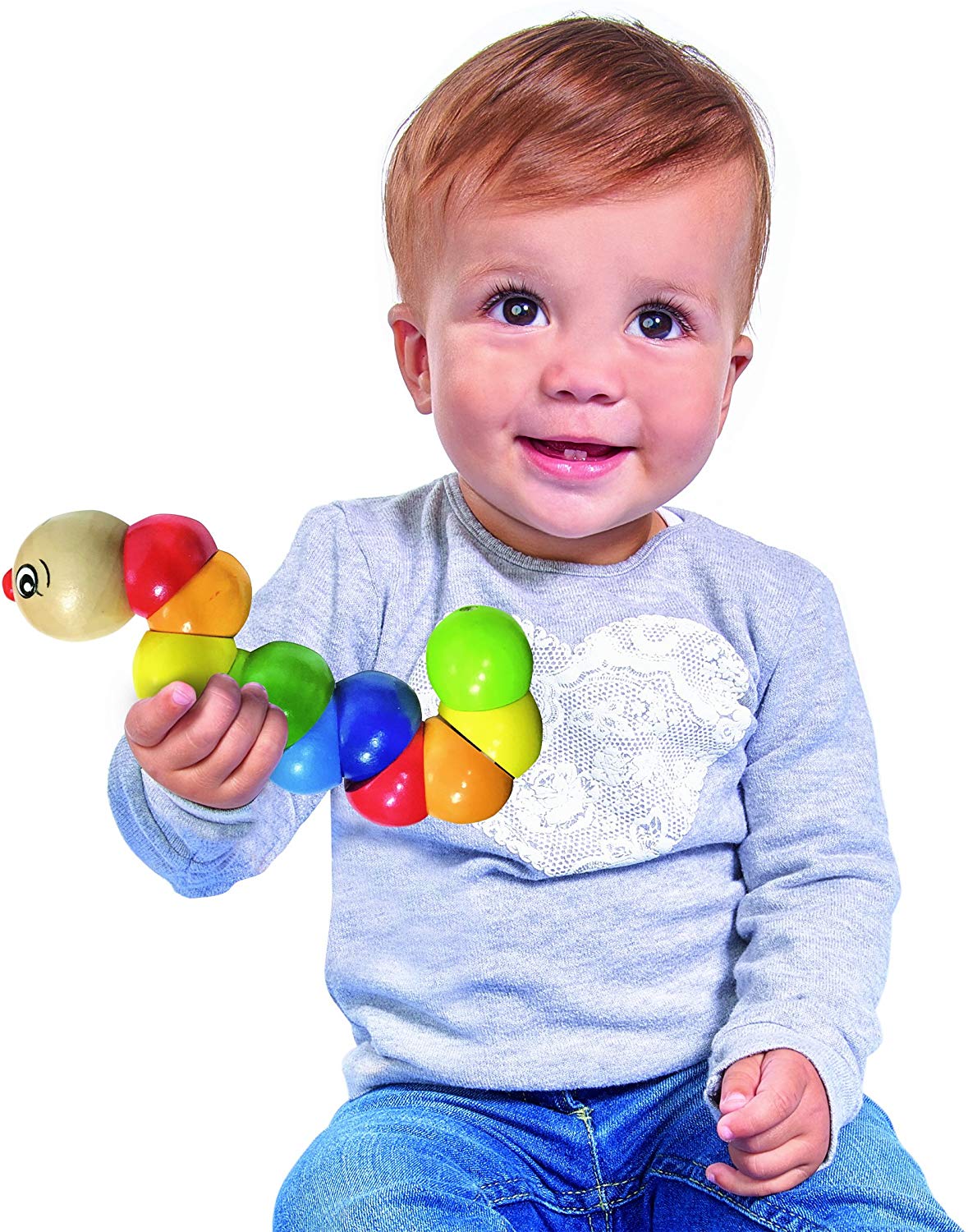 Eichhorn 100003440 Grasping Toy with Caterpillar Design 18.5 cm Hardwood, Colourful, 18,5 cm - Image 2