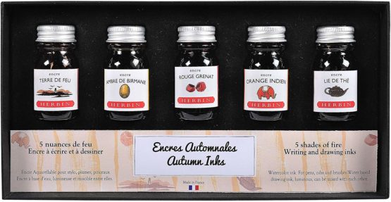 Herbin 18503T - Set of 5 Bottles of 10 ml For Fountain Pens and Roller Pens, Autumnal Assorted Colours