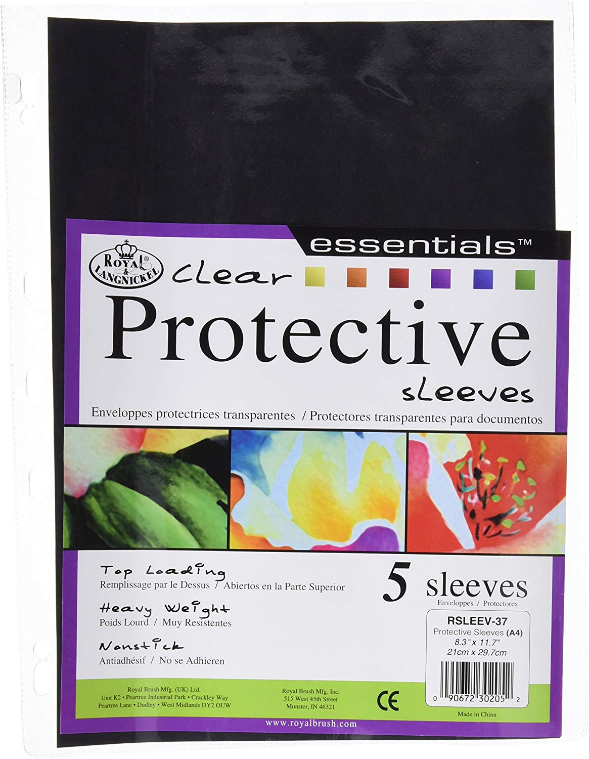 Royal & Langnickel clear portfolio display sleeves A4 size - pack of 5, Black