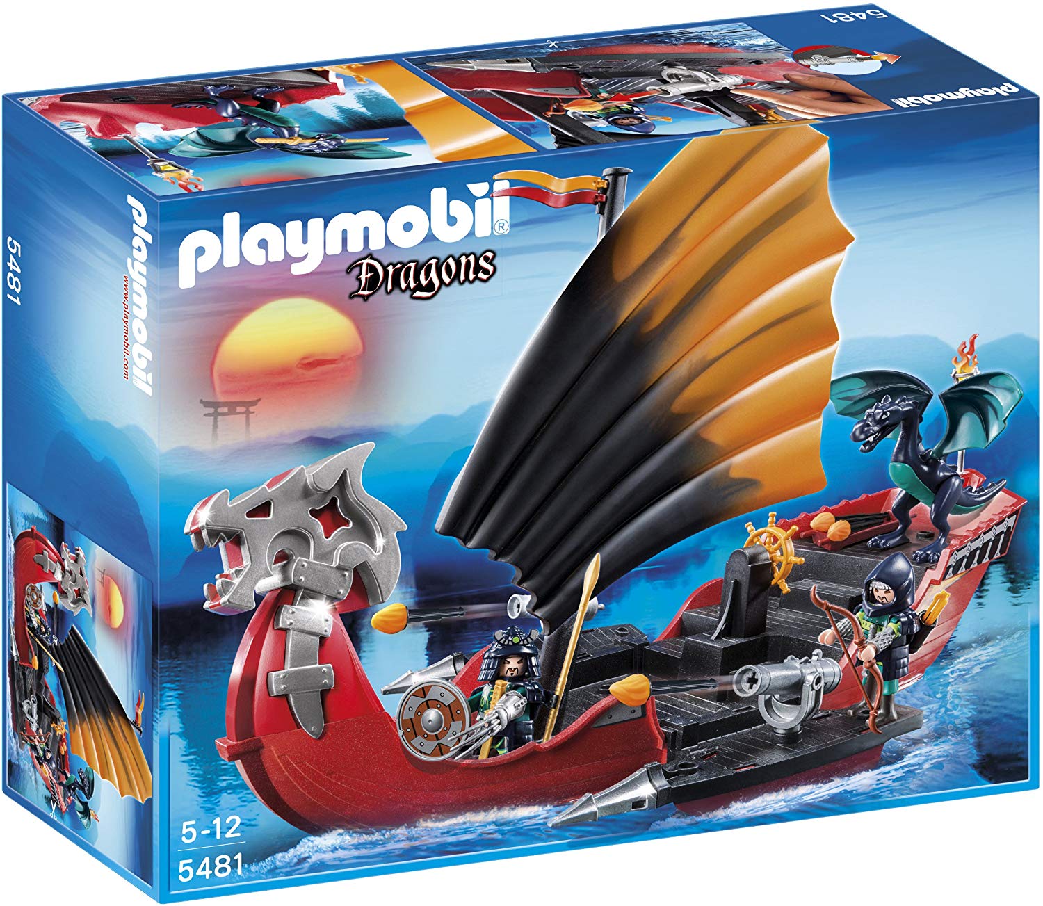 Playmobil 5481 Dragon Battle Ship, Fun Imaginative Role-Play, PlaySets Suitable for Children Ages 4+, Green