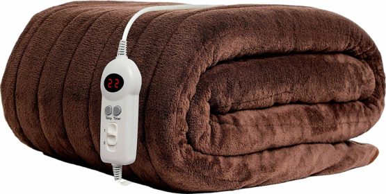 Homefront Electric Heated Throw / Over Blanket in Chocolate (160 x 120 Centimetres) Easy To Use Digital Control - Machine Washable - Ultra Soft, Cosy Finish - Image 3