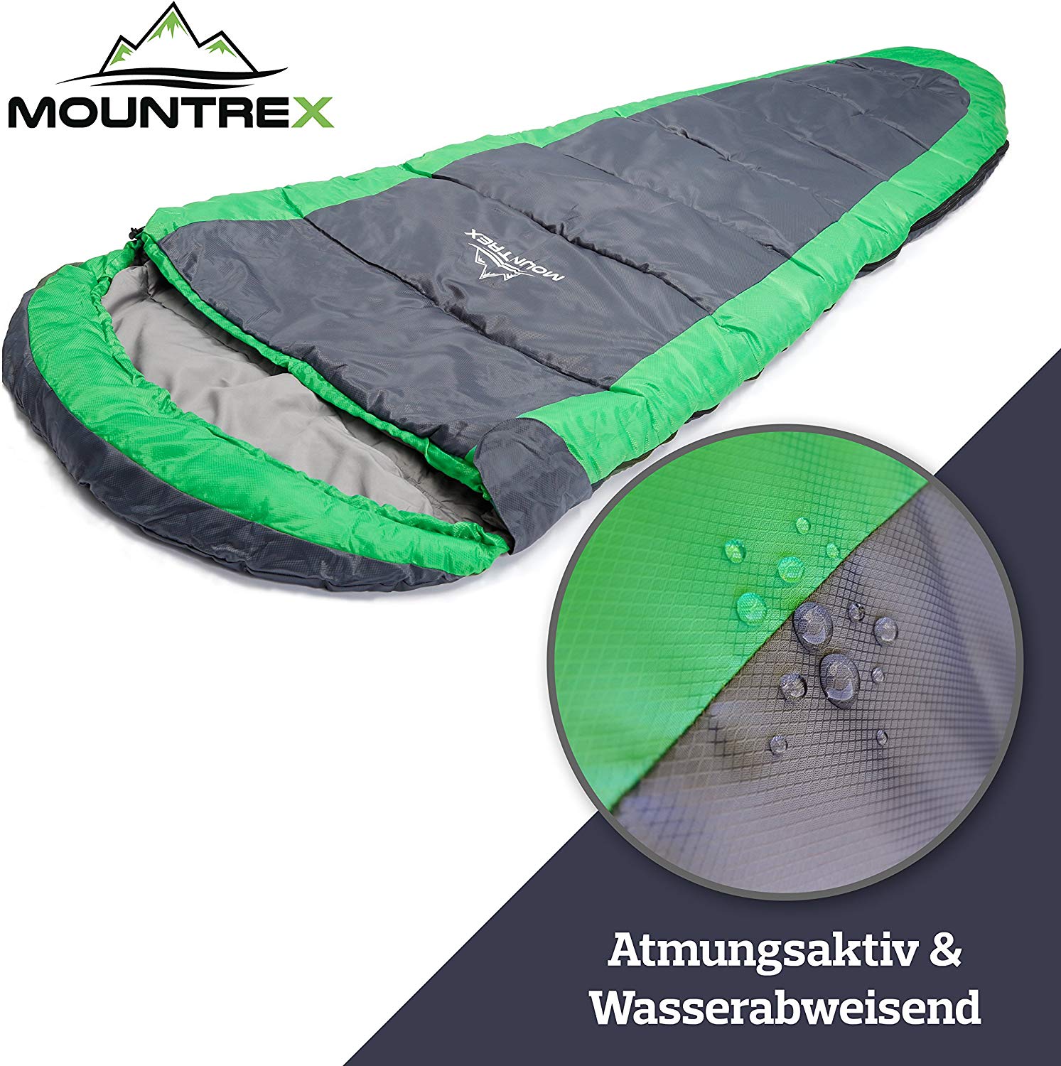 MOUNTREX Sleeping Bag for Camping Hiking and Backpacking; Ultralight (850 g) and Windproof Mummy Sleeping Bag with Hood, 205x75 cm - Image 4