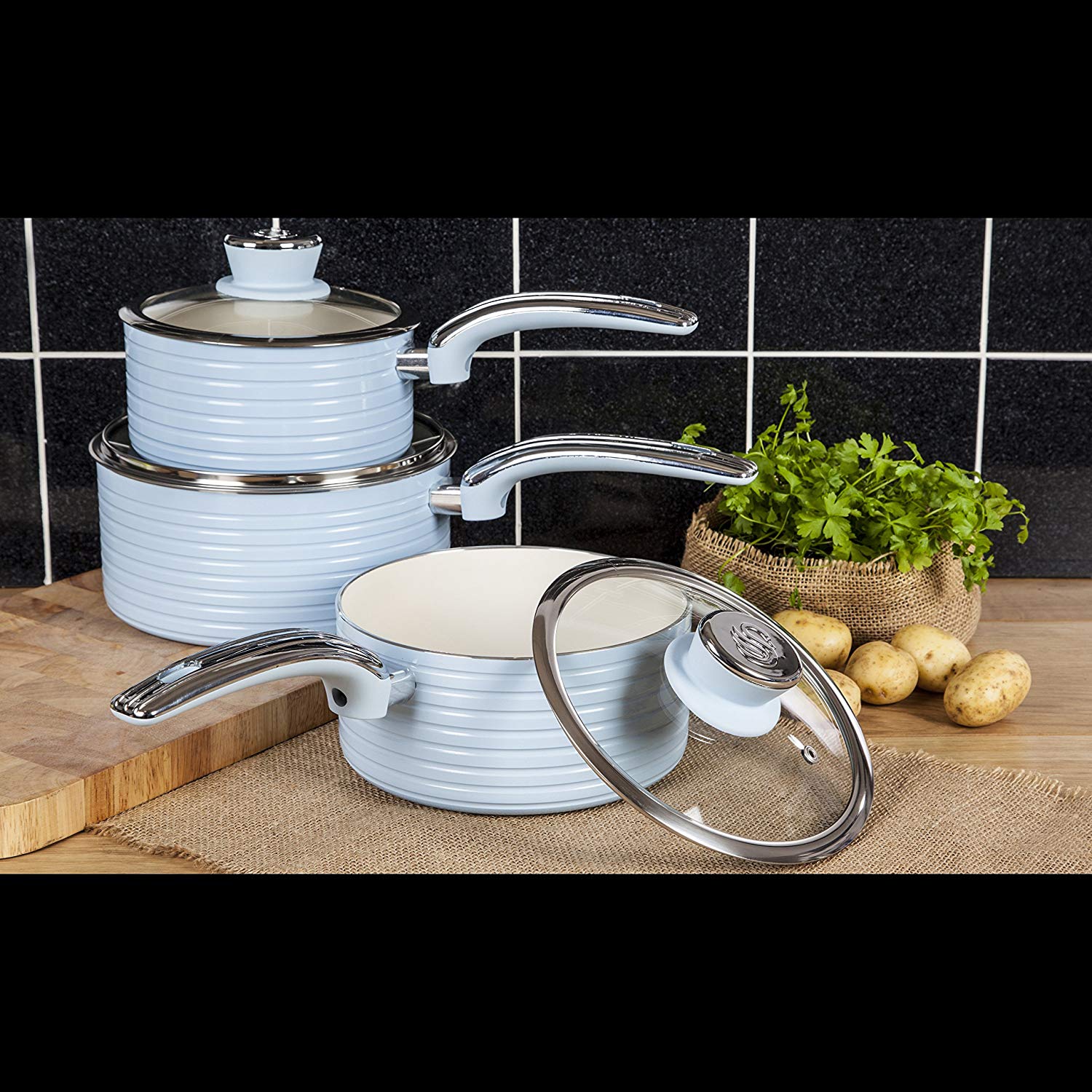 swan retro induction pan set