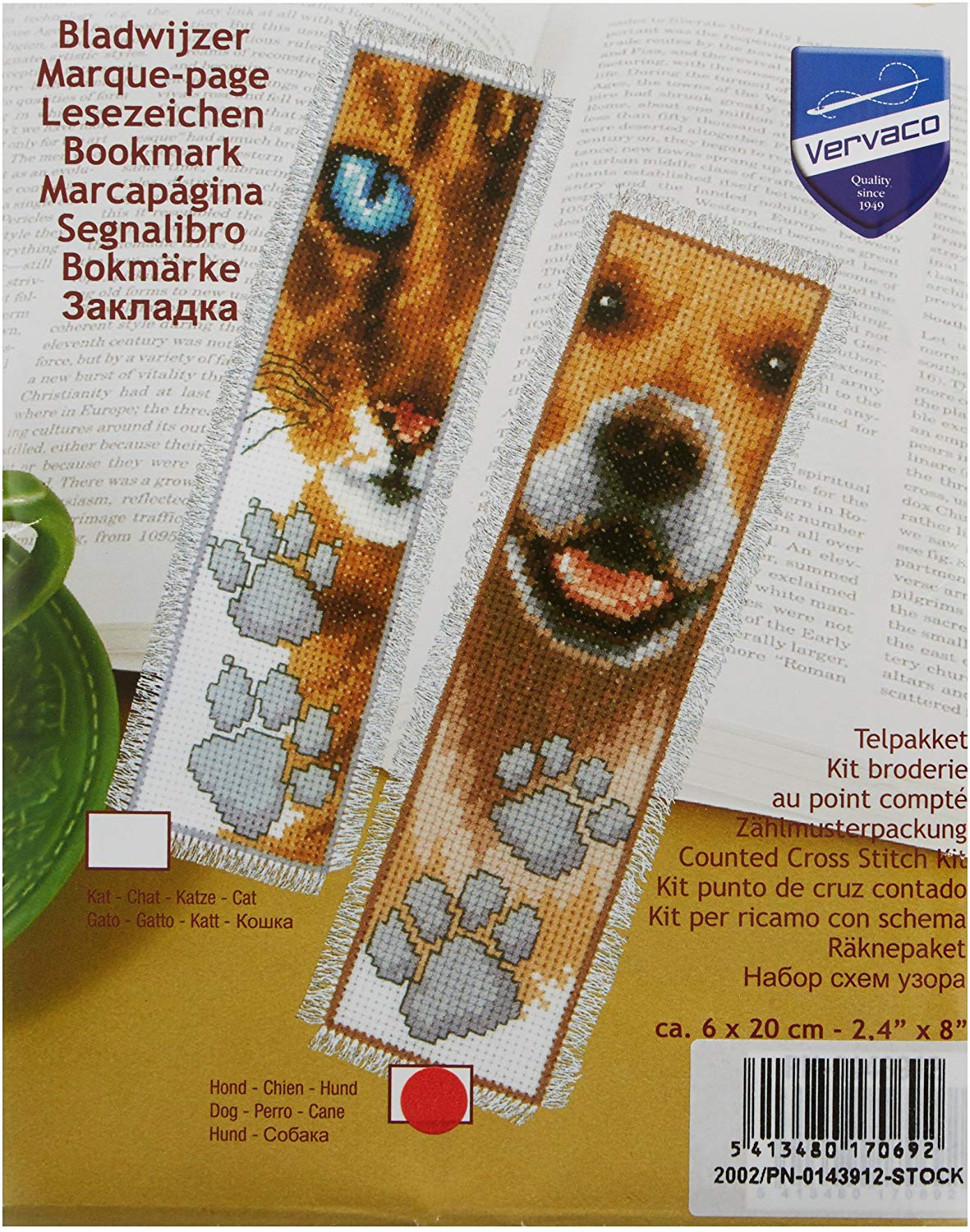 Vervaco Bookmark Dog Footprint Counted Cross Stitch Kit, Multi-Colour, 20 x 6 cm - Image 2