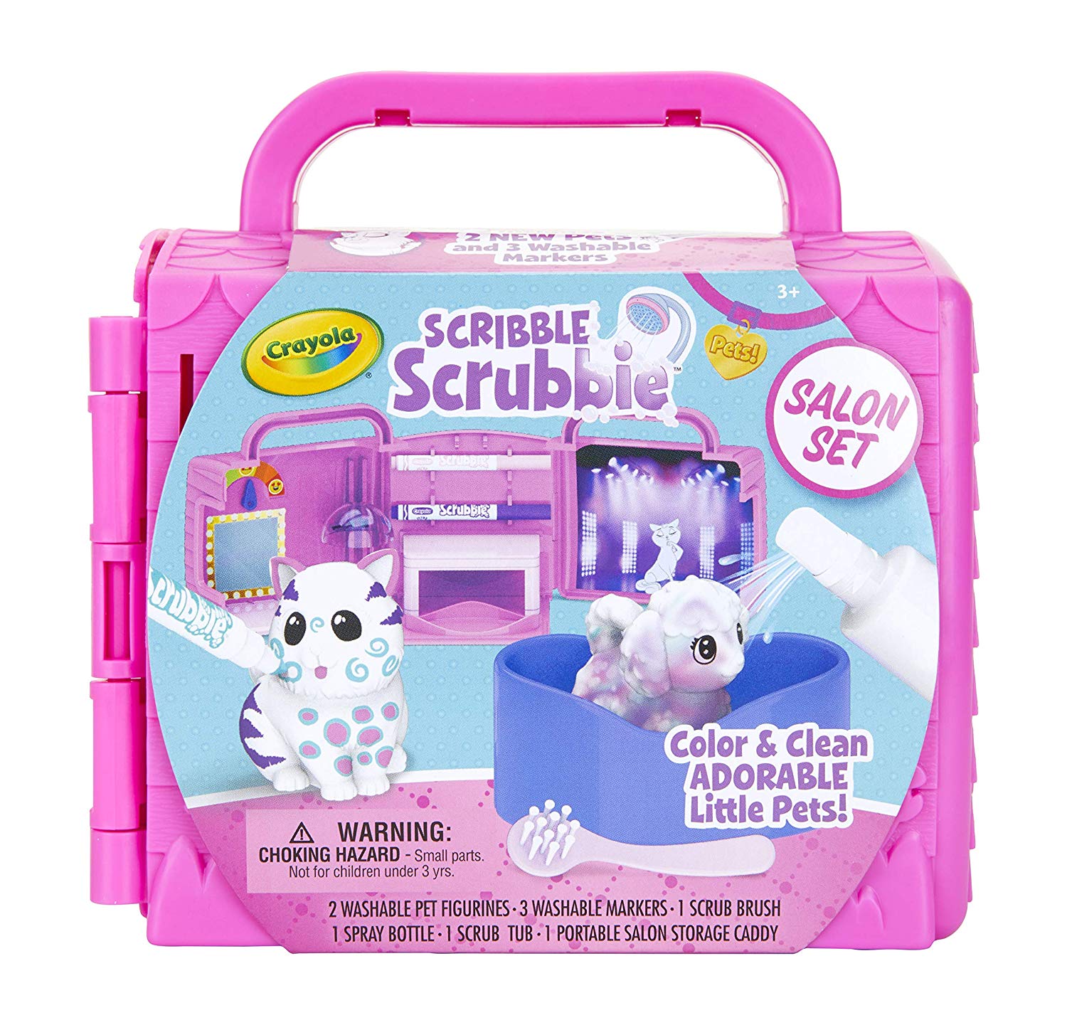 CRAYOLA Washimals Pets Beauty Salon Playset, Colour and Wash Includes Washable Pens and Dog and Cat Figures For Ages 3+