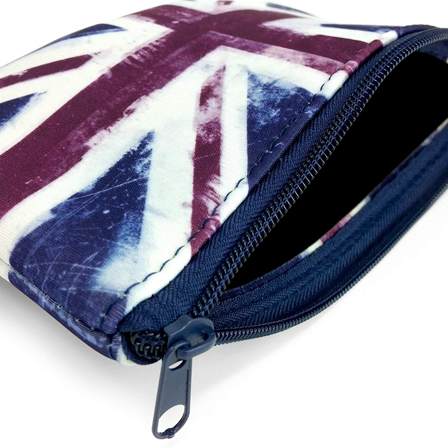 Monster Stationery - Single-Pocket Neoprene Pencil Case - Distressed Flag Series - British Union Jack, Navy Blue, Red, White, Compact - Image 3