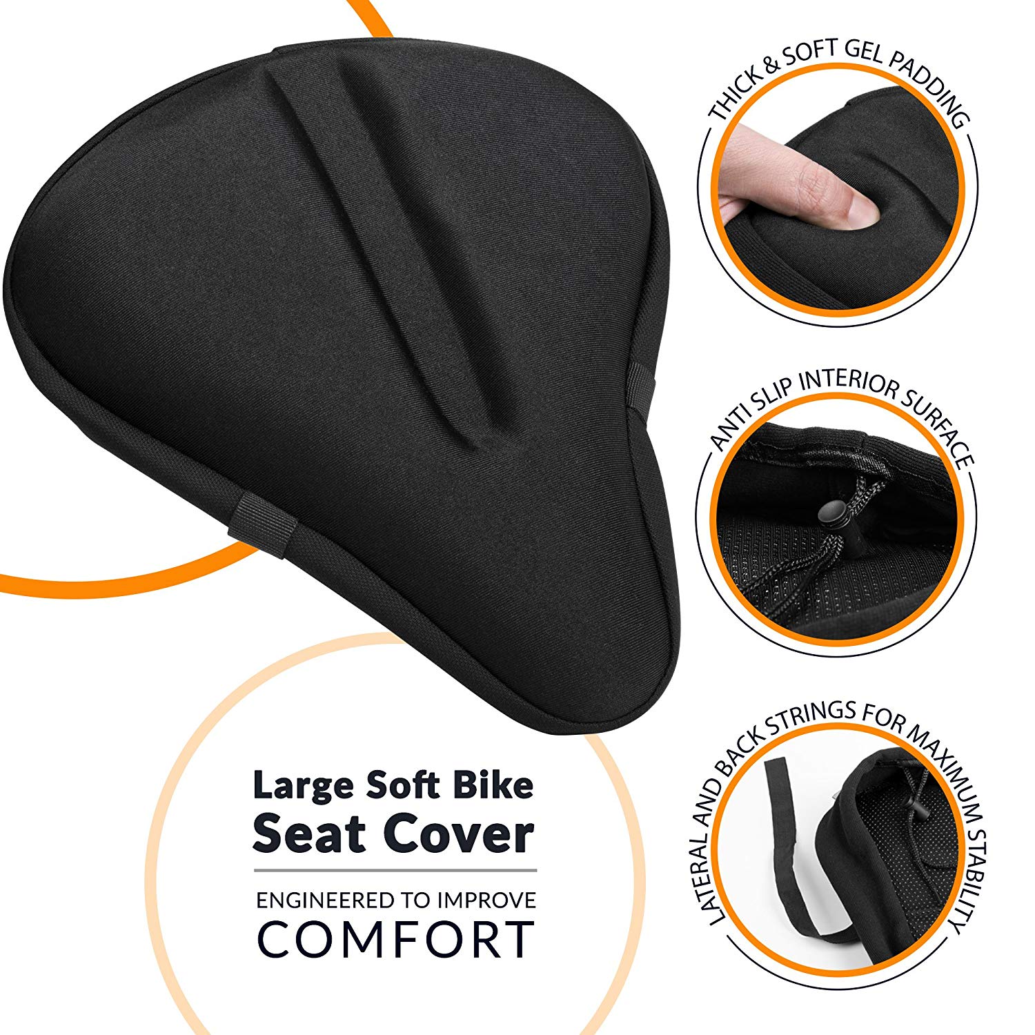 Bikeroo Bike Seat Cover, Padded Gel, Adjustable Bicycle Seat Cushion for Men and Women - Image 2