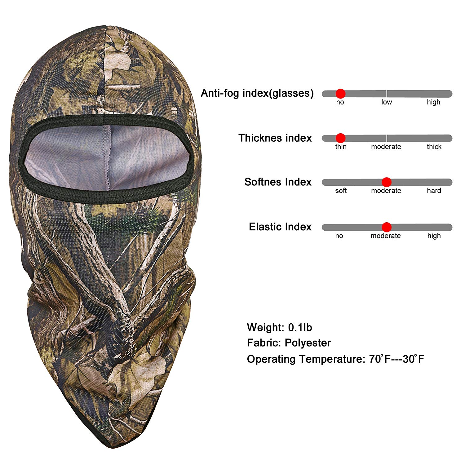 TAGVO Hunting Balaclava Face Mask, Windproof Camouflage Balaclava Tactical Hood Headwear - Image 2