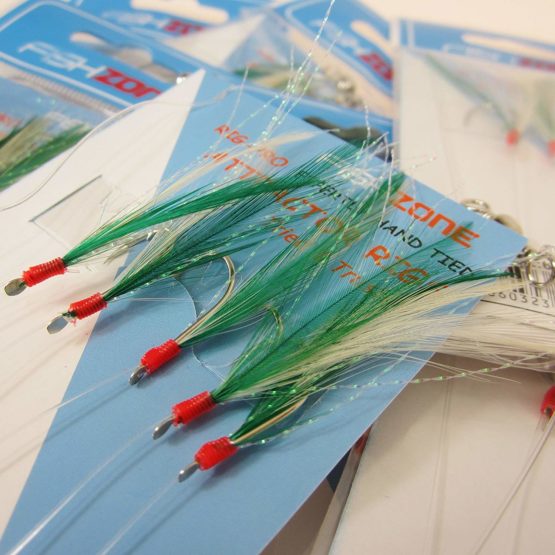 Fishzone RIG PRO SERIES - 10 Packs of Single Type Commercial Quality Sea Feather Lure Fishing Rigs - Ideal for Sea Boat Shore for Mackerel, Herring, Bass & Cod (Mackerel Classic)