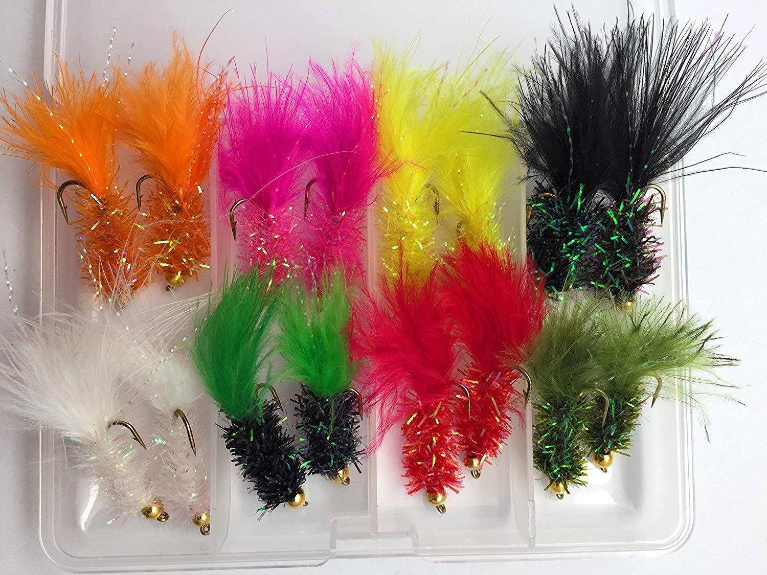 Fly Fishing Bead-Head FRITZ Lures in Fly box Size 8 &10 Pack of 16 Flies for trout fishing #307, Assorted - Image 2