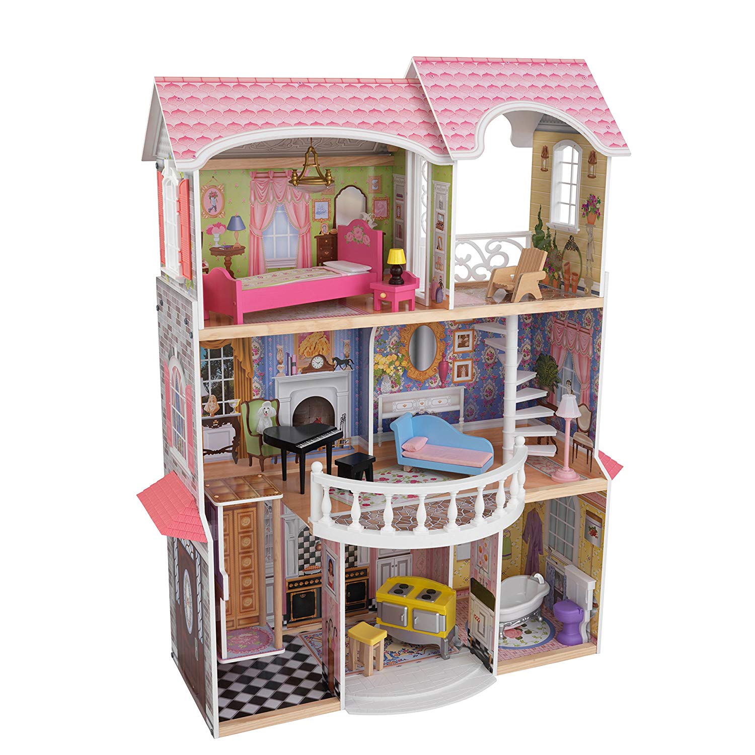 KidKraft Magnolia Mansion Wooden Dolls House with Furniture and Accessories Included - Image 2